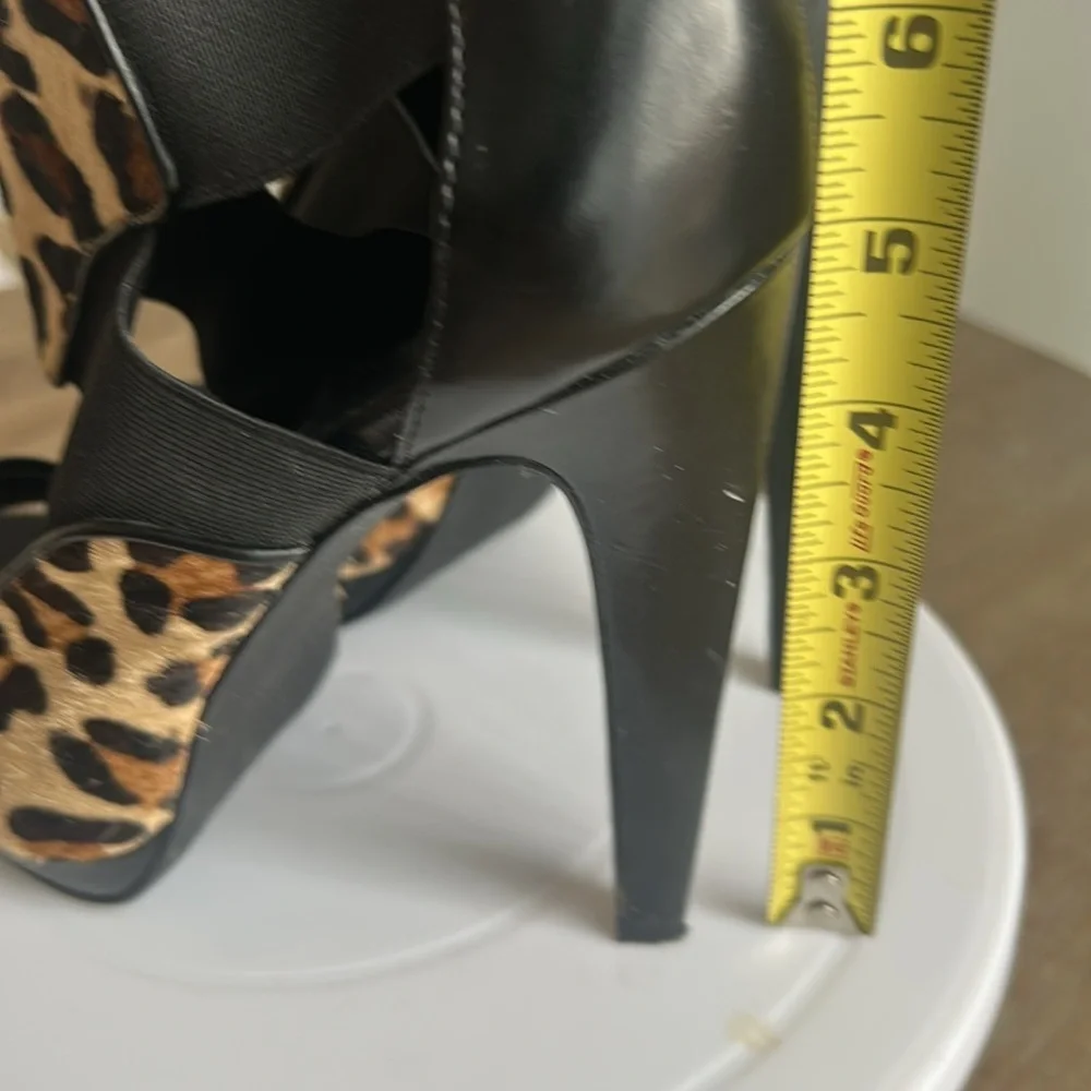 Calvin Klein Sonia Leopard Hair Calf Leather Elastic Platform Stilettos Women’s - Picture 10 of 16